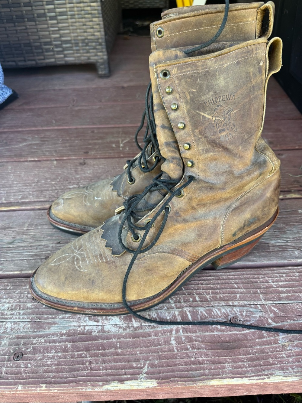 Chippewa Men's Brown Packer Leather Lace-Up Work Boots